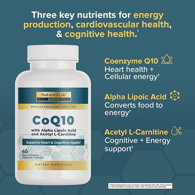 Nature's Lab Gold CoQ10 + Alpha Lipoic Acid + Acetyl L-Carnitine HCl