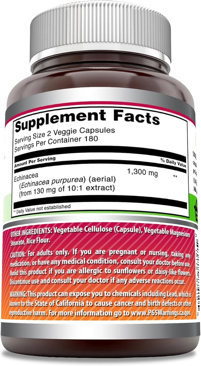 Amazing Formulas Echinacea | 1300 Mg Per Serving | 360 Veggie Capsules | Non-GMO | Gluten Free | Made in USA
