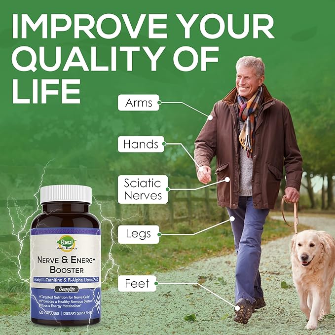 ALA Supplement - R-Alpha Lipoic Acid 300mg & Acetyl L-carnitine 1000mg - Nerve & Energy Booster for Nerve, Cardiovascular, Cognitive Function & Antioxidant Support, 60 Capsules, 30 Days Supply