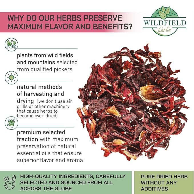 100 Bags Dried Hibiscus Flower Tea Herbal Flor De Jamaica (Hibiscus) - 100 Count 1.5g Tea Bags Dry Dried Hibiscus Flowers Herb Hibisko