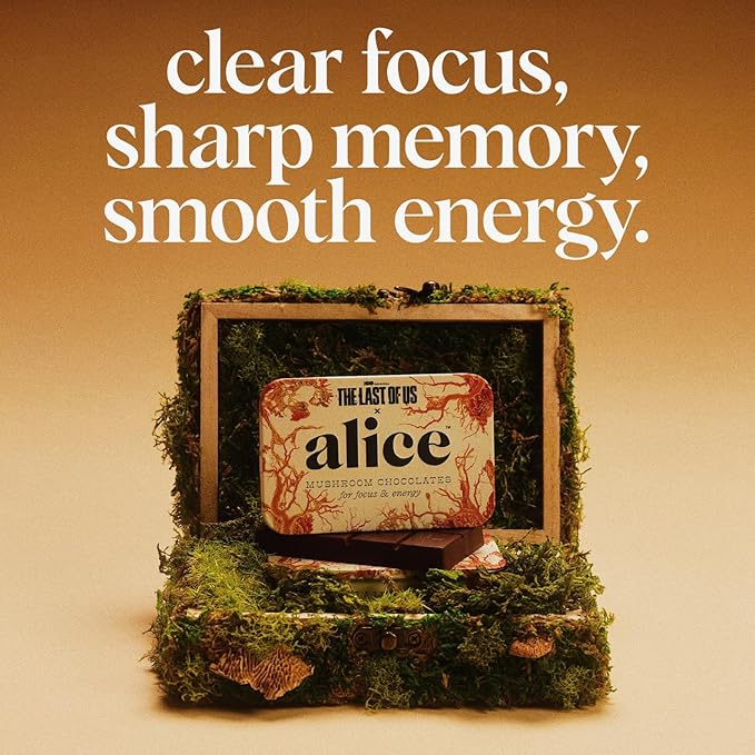 Alice Mushrooms x HBO’s The Last of Us Brainstorm | Mushroom Chocolates | Energy Bites for Focus, Clarity & Cognitive Function | Lions Mane, Cordyceps Mushrooms, Natural Caffeine | 2 Pack