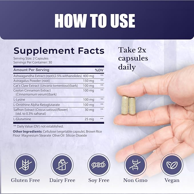 ActiveSpan- Longevity Formula Supplement with Ashwagandha, Cat’s Claw, Astragalus - Telomere Lengthening Supplements - Stem Cell Regeneration, 60 Capsules