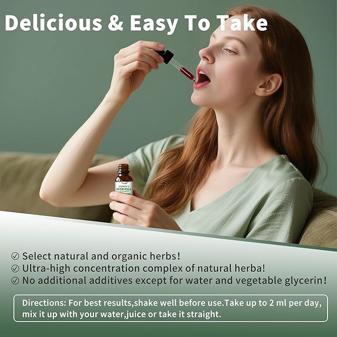 2 Pack(4 Fl Oz) Moringa Liquid Drops 800 mg for Women- with Moringa Oleifera Leaf Extract, Turmeric Root Extract, Olive Leaf, Black Pepper, Vitamin C & E,Antioxidant, Energy and Immunity Support.