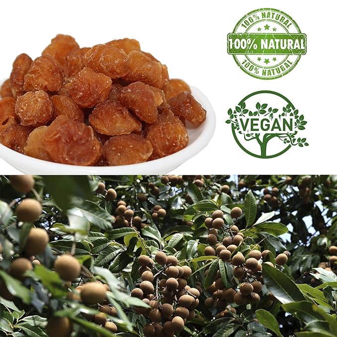 1 LB/Bag Dried Longan, DABC OAK LAND Natural Premium Thailand Sun Dried Longan High Nutrition Vitamin, Snack Food Dried Fruit Supplement for Beauty, Sleep, Mood, Stress, Authentic Taste of Thailand
