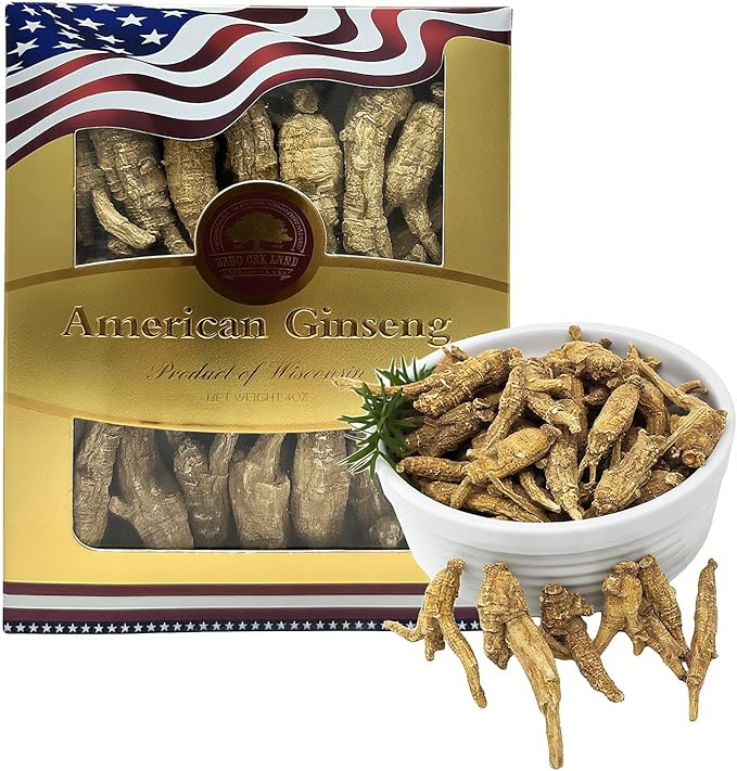 Wisconsin American Ginseng 8OZ, American Wisconsin Ginsengss Slices Root 西洋参/花旗参 Energy for Men & Women Ginseng in Soup, Tea Smoothies Medium 4 Ounce 2 Box
