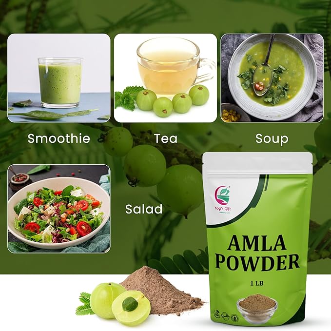 Amla Powder 1 LB, Finely Ground Raw Powder for Smoothies & Recipes, 100% Pure Indian Gooseberry powder, Resealable Bag for Freshness - By Yogi’s Gift®