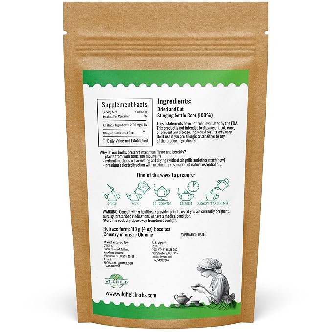 4 oz. Nettle Root Dried Stinging Herbal Tea - 113g Stinging Nettle Root Herb Tea Raíz De Ortiga