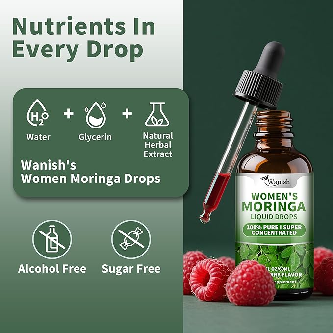 2 Pack(4 Fl Oz) Moringa Liquid Drops 800 mg for Women- with Moringa Oleifera Leaf Extract, Turmeric Root Extract, Olive Leaf, Black Pepper, Vitamin C & E,Antioxidant, Energy and Immunity Support.