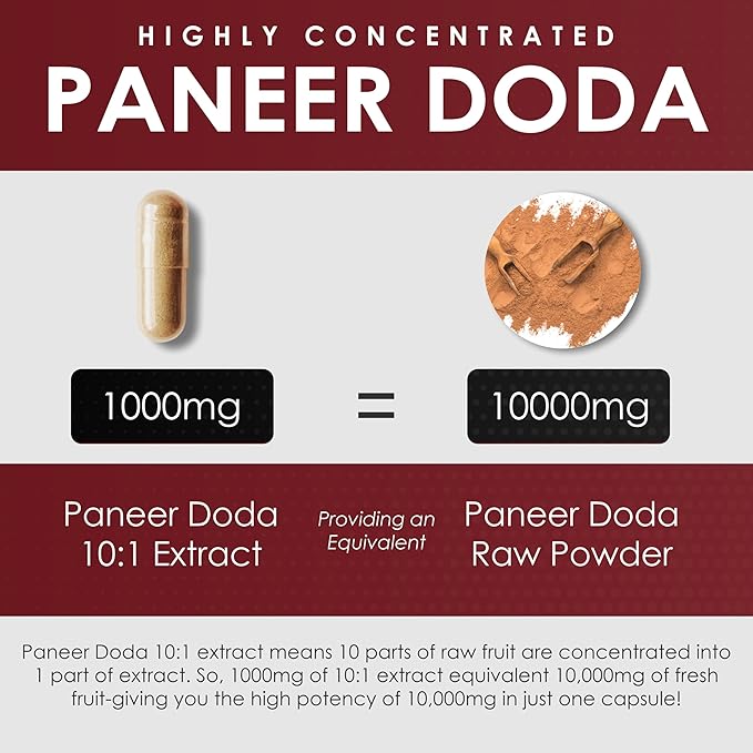 AMALTH Paneer Doda Extract 1000 mg, 120 Capsules Non-GMO & Gluten Free Herbal Ayurvedic Supplement