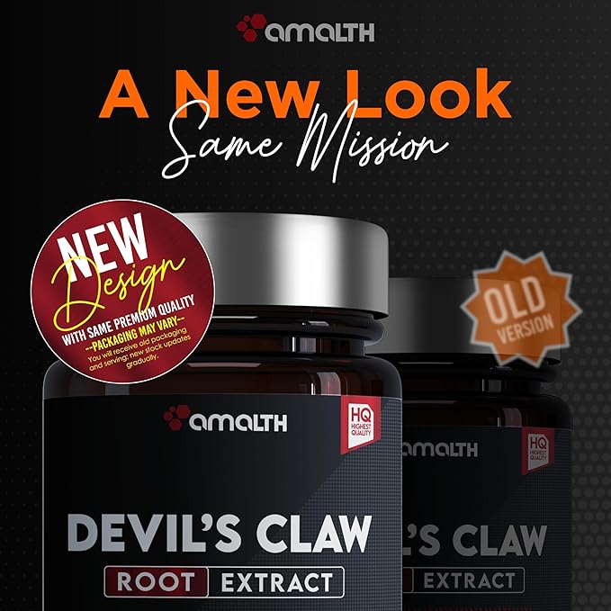 AMALTH Devils Claw Extract 500 mg, 120 Veggie Capsules, Concentrated Root Extract, Devils Claw Herbal Supplement, Non-GMO, Vegan Supplement