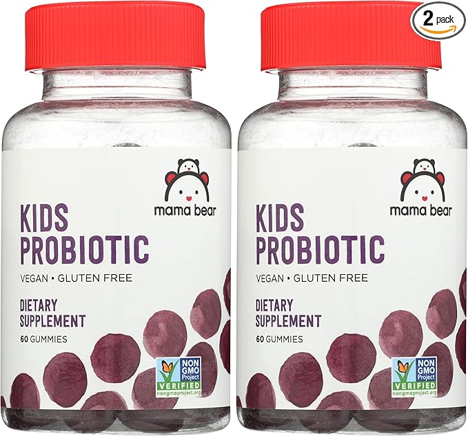 Amazon Brand - Mama Bear Vegan Probiotic, Berry, 60 Gummies, 1 Billion CFU per Gummy (Pack of 2)