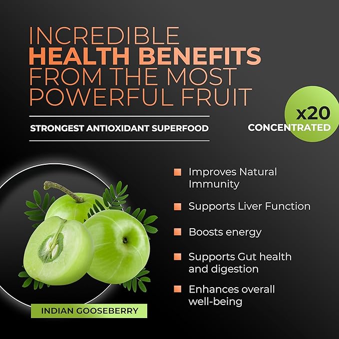 Amla Powder Superfood Supplement with Pumpkin Spice, 20x Ultra Concentrated Amla, Made with Cinnamon, Ginger, Nutmeg, Cloves, Allspice, Cardamom, Indian Gooseberries, Pumpkin Spice, 90 Servings