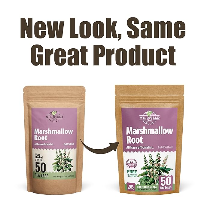 50 Bags Dried Marshmallow Root Tea Marshmallow Root Herb Herbal Tea (Althaea Officinalis) - 50 Count Bags Cut Sifted Herb Raíz De Malvavisco