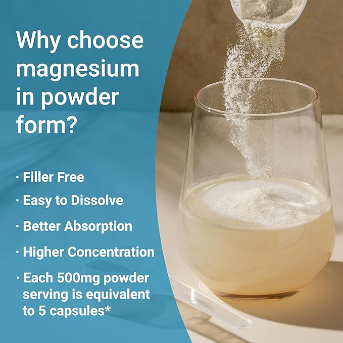 NatureBell Magnesium Glycinate Powder 500mg, 1lb (16oz) | 100% Chelated for High Absorption | Peach Mango Flavor | Supports Muscle, Bone & Heart Health | Sugar-Free, Bitterless, Non-GMO, Vegan