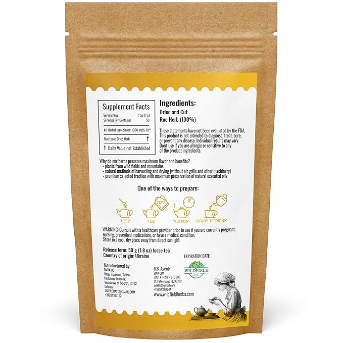 1.8 oz. Ruda Rue Herb Dried Rue Tea (Ruta Graveolens) - 50g Herbal Tea Rueda Seca Ruda Seca
