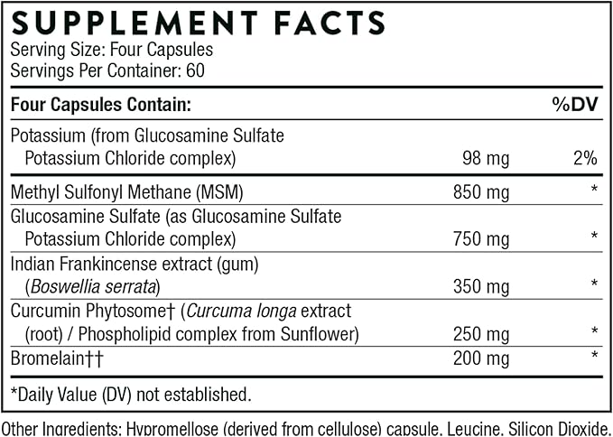THORNE - Joint Support Nutrients - Glucosamine and MSM with Curcumin, Bromelain, and Boswellia for Joint Support* - 240 Capsules
