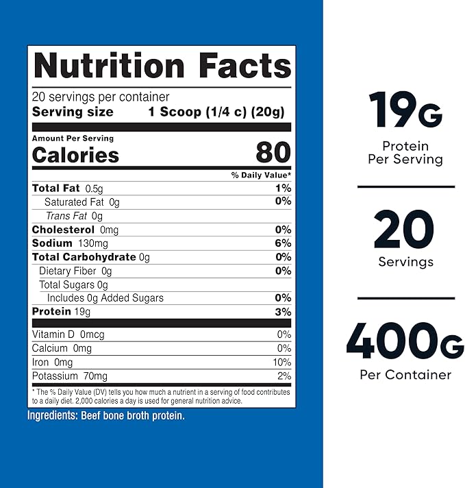 Nutricost Beef Bone Broth Protein Powder Unflavored (20 Servings) - Gluten-Free, GMO-Free