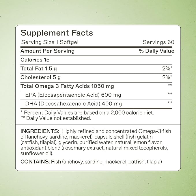 Amy Myers MD Complete Omega-3 Softgels - Fish Oil Supplement for Cardiovascular & Immune System Support - Non-GMO, Non-Dairy & Non-Soy - 60 Softgels (60 Servings)