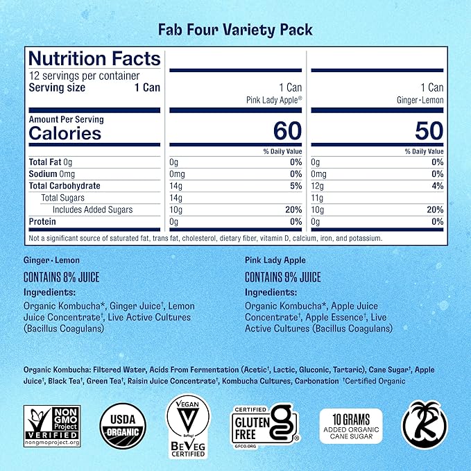 Variety Pack of Four Fab Flavors in Cans by Health-Ade
