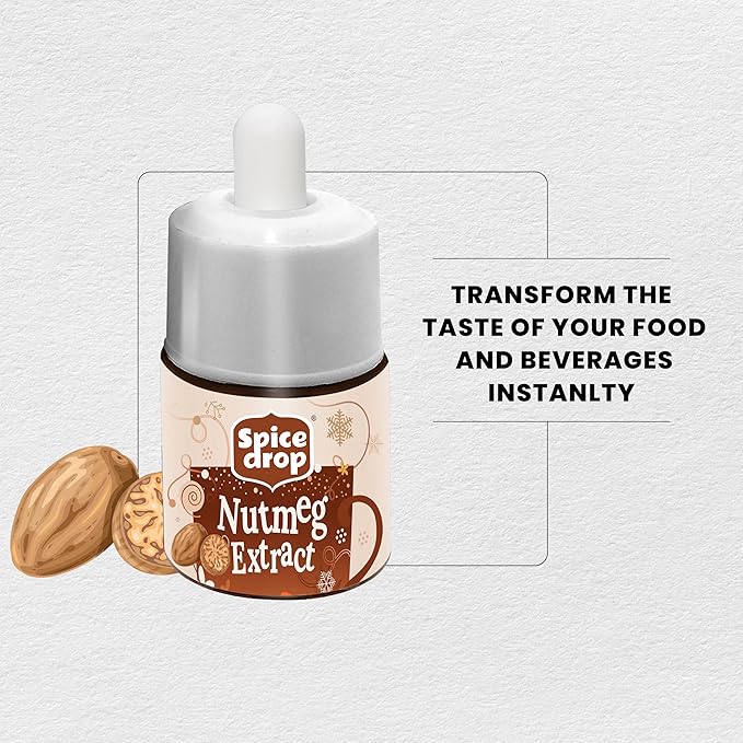 Spice Drop Nutmeg Extract - Up to 180 Drops Per Bottle | Coffee, Cooking, Baking, Dessert | Rich In Quality And Aroma | No Added Color or Preservative | Vegan (0.17oz, Pack of 1)