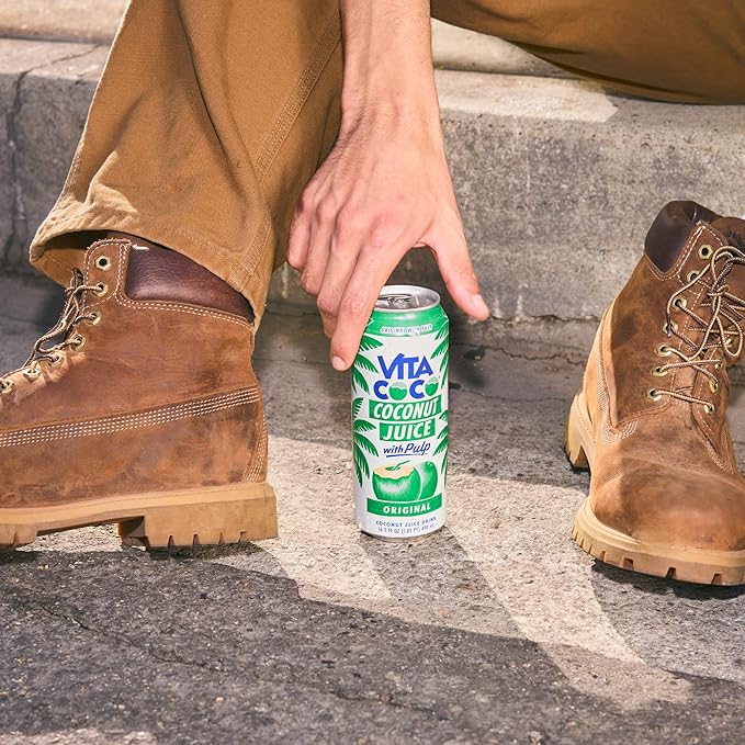 Vita Coco Coconut Juice, Original with Pulp | Big, Bold Coconut Taste | Natural Electrolytes | Sweet, Refreshing Hydration | 16.9 oz can (Pack of 12)