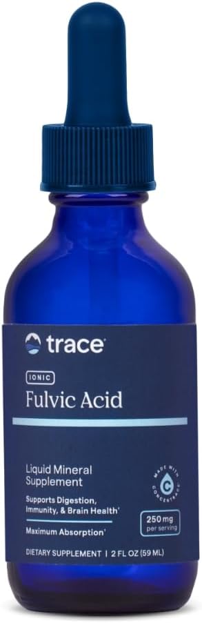 Trace Minerals Ionic Fulvic Acid 250mg - Essential Mineral Supplement to Support Hydration & Energy Production - Aids Muscle Endurance - Liquid Supplement for Healthy Digestion - 2 fl oz (59 Servings)