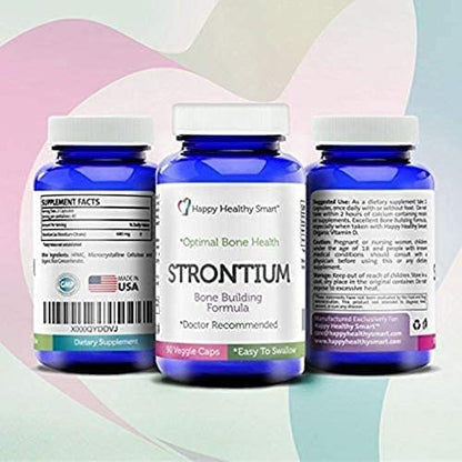 #1 Strontium Bone Healthy Supplement Recommended By Doctors Worldwide 90, Easy To Swallow Veggie Caps Made In The USA