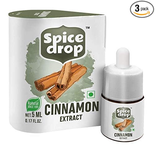 Spice Drop Cinnamon Cassia Extract – Baking, Cooking, Smoothie, Dessert, Coffee, Tea | Premium Quality Rich Aroma & Flavor | No Added Color, Preservative | Sri Lanka Origin | Vegan | 0.17 Oz x 3 Pack