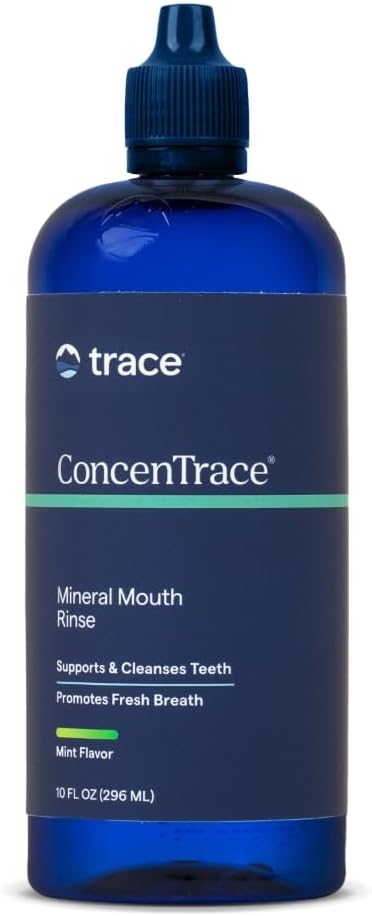 Trace Minerals | ConcenTrace® Mineral Mouth Rinse | Gentle Mouth Rinse, Fresh Breath | Alcohol Free, Certified Vegan, Gluten Free, Non-GMO | Mint | 10 oz