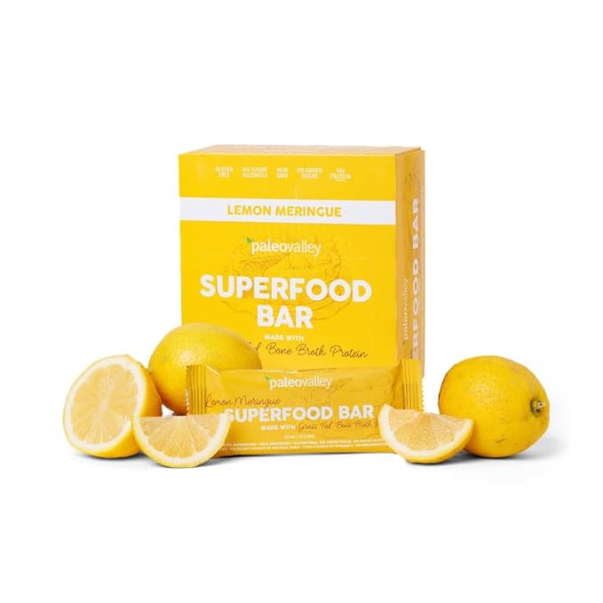 Paleovalley Superfood Bars – Lemon Meringue– 10 Pack – 9g Protein per Bar – Gluten-Free, Grain-Free, Paleo, Non-GMO – On-the-Go Snack