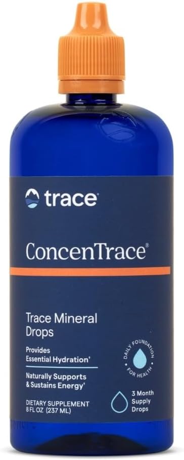Trace Minerals ConcenTrace Trace Mineral Drops - Liquid Supplement for Bone & Joint Support - Aids Hydration & Electrolyte Restoration - Unflavored-Original, 8 fl oz (96 Servings)