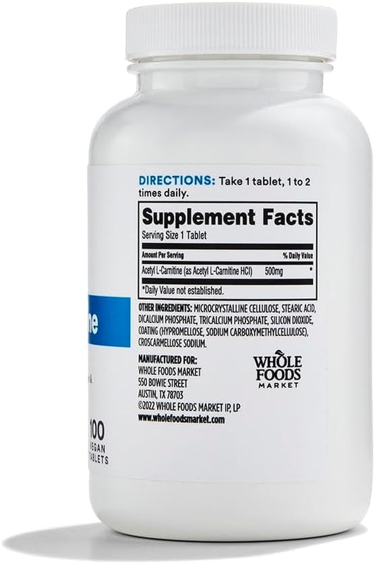 Whole Foods Market, Acetyl L-Carnitine 500mg, 100 ct