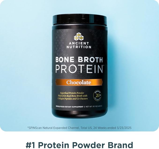 Ancient Nutrition Grass Fed, Cage Free, Bone Broth Protein Powder, 20g Protein, Hydrolyzed Collagen Peptides, Keto & Paleo Friendly, Supports Joint, Gut Health, Vanilla, 40 Servings