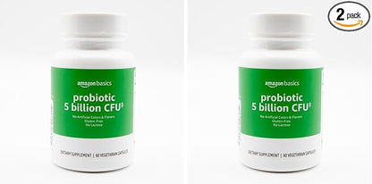 Amazon Basics Probiotic 5 Billion CFU, 8 Probiotic strains with 60 mg Prebiotic Blend, 60 Count Vegetarian Capsules, 2 Month Supply, Supports Healthy Digestion (Previously Solimo) (Pack of 2)
