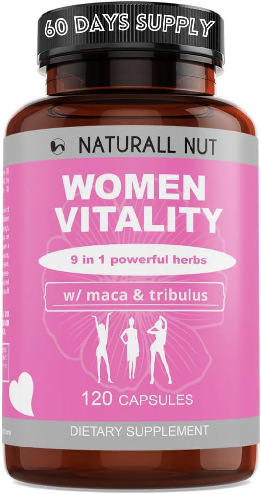 Women Vitality 120 Caps - Female Libido Booster, Increased Energy, Reduce Dryness, Balance Complex and Mood Stabilizer for Women, Heighten Sensitivity, Made in the USA Hornygoatweed with Maca Root