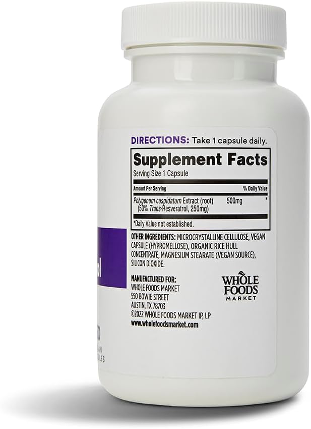 365 by Whole Foods Market, Transresveratrol 250Mg, 60 Vegg Capsules