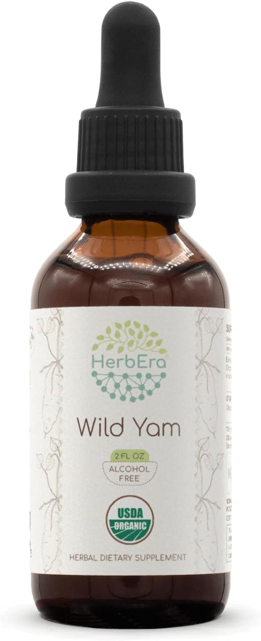 Wild Yam B60 Alcohol-Free Herbal Extract USDA Organic Tincture, Concentrated Liquid Drops Natural Wild Yam (Dioscorea Villosa) Dried Root 2 fl oz