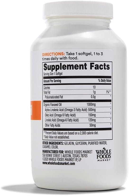 365 by Whole Foods Market, Flax Seed Oil, 180 Count