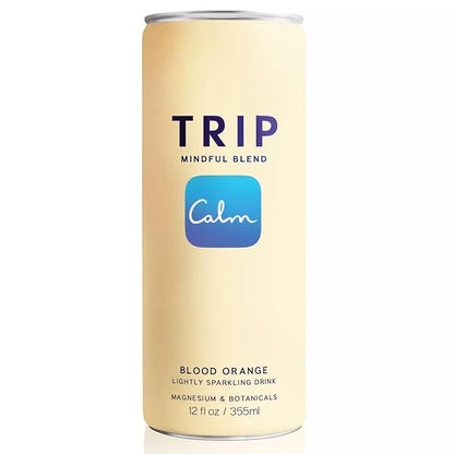 Trip Mindful Blend, Lightly Sparkling Calming Drink, 120 MG Magnesium Citrate with Ashwagandha, Lions Mane & L Theanine, No Added Sugar, Low Calorie, Vegan, Blood Orange, 12 Oz, 12Pk