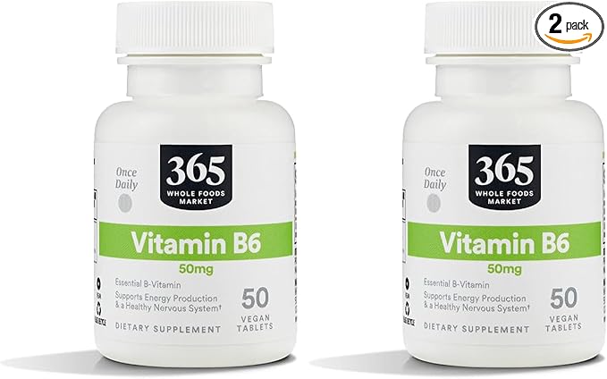 365 by Whole Foods Market, Vitamin B6 50Mg, 50 Tablets (Pack of 2)