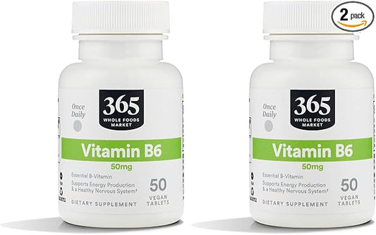 365 by Whole Foods Market, Vitamin B6 50Mg, 50 Tablets (Pack of 2)