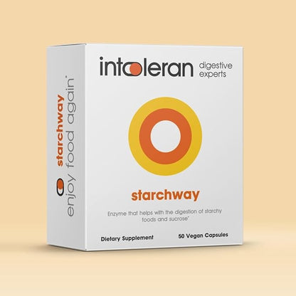 Starchway Digestive Enzymes - 50 capsules | Supplement for Starch & Sucrose Intolerance | Helps Digest Sugars & Starchy Foods | Invertase & Gluco-Amylase Enzymes | Pure & Vegan | Low FODMAP