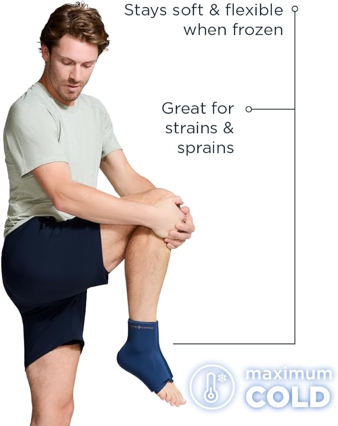 Tommie Copper BetterICE Ice Pack for Knee - Reusable, Flexible, Leak-Free Gel Cold Compress - Dark Navy, XXL