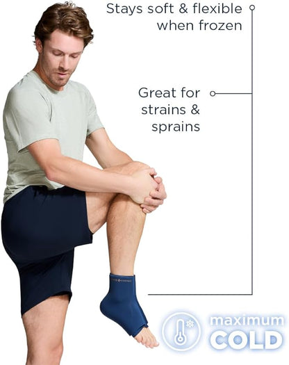 Tommie Copper BetterICE Ice Pack for Knee - Reusable, Flexible, Leak-Free Gel Cold Compress - Dark Navy, Small