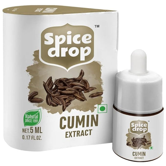 Spice Drop Cumin Natural Extract For Food, Beverages, And Dessert |100% Natural | For Authentic Taste and Aromatic Flavor | Natural Herbs Extract | 5ml (180 drops equivalent to 100g Jeera Powder) | Non-GMO | Vegan | Keto And Paleo Friendly