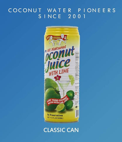Amy & Brian Coconut Water, Can Lime, 17.5 Fl Oz (Pack of 12)
