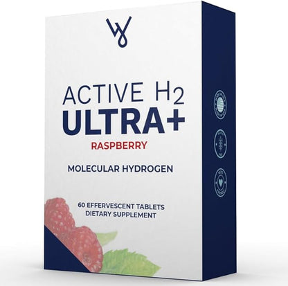 Active H2 Ultra+ Hydrogen Water Tablet, Natural Raspberry. Supports Overall Well-Being with Benefits of Molecular Hydrogen 60 Servings