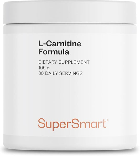 Supersmart - L-Carnitine Formula (Natural Lemon Flavor) - 2-in-1 with Acetyl L-Carnitine & L-Carnitine Tartrate Powder - Amino Acids Complex Supplement | Non-GMO & Gluten Free - 105 g