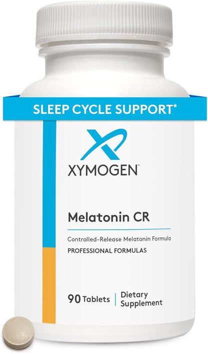 XYMOGEN Melatonin CR - Time Release Melatonin 5mg Supplement with Vitamin B6 - Nighttime + Immune Support - Biphasic Delivery Releases Quickly Then Steadily (90 Extended Release Tablets)
