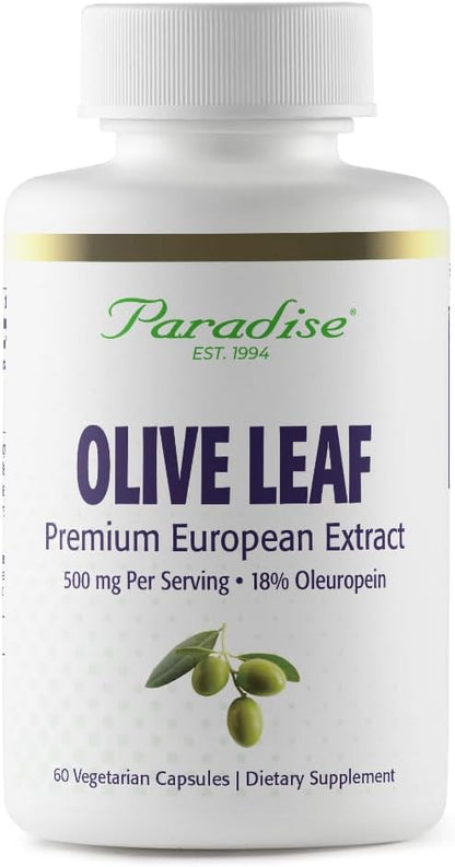 Paradise Herbs Olive Leaf Extract from Spanish Andalusian Olive Trees, Super Potent, Ultra Pure, Non-GMO, Vegan, Gluten Free, 60 Vegetarian Capsules